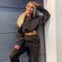 Women’s Winter and Autumn Two-Piece Tracksuit - Oversized Sweatshirt Solid Color Sportswear Hoodie - Warms Hoodies